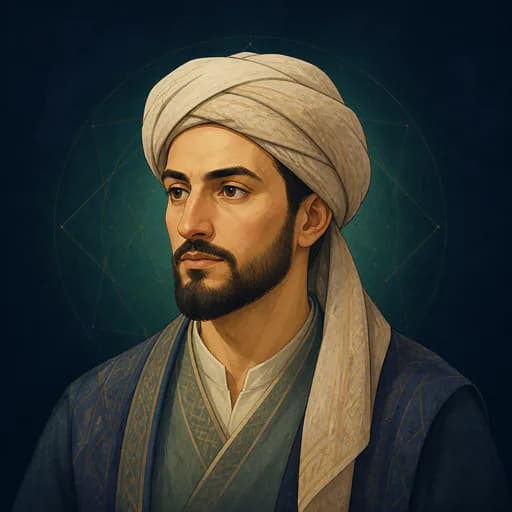 رسم رأسي تعليمي متخيّل لشخصية تمثل ابن سينا — ليس بورتريهًا تاريخيًا موثقًا