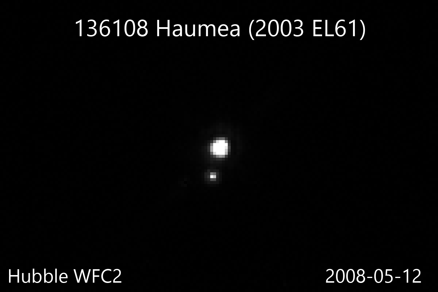 سلسلة رصد Hubble لحركة هاوميا وقمريها، أصل فلكي موثق من NASA/ESA